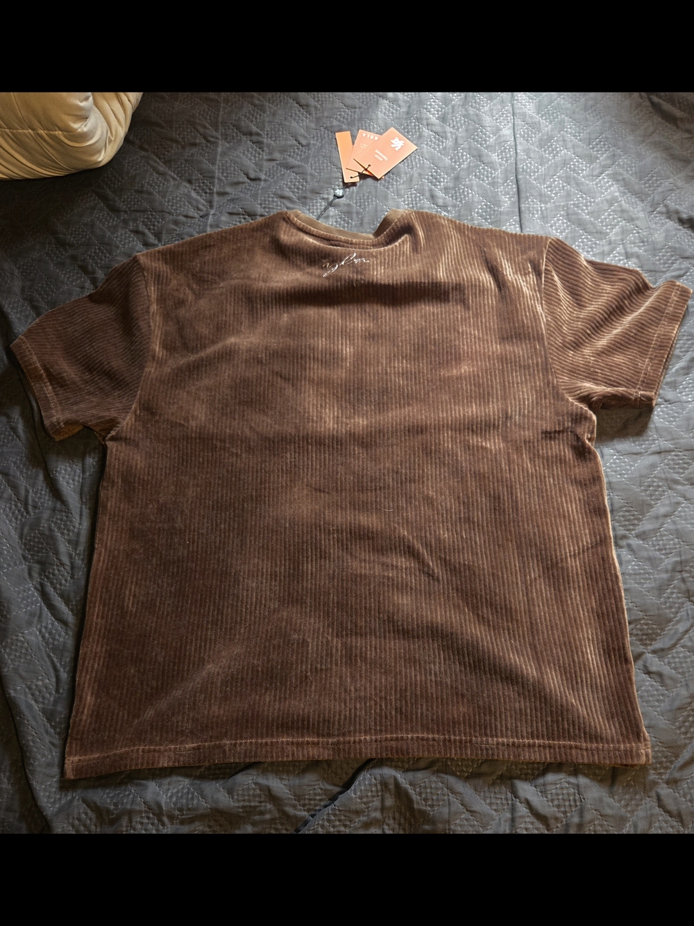 YoungLA Men's Short Sleeve Corduroy T-Shirt in Brown